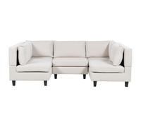 Beliani Modular U-Shape Sofa 5 Seater Unstad Fabric Light Beige