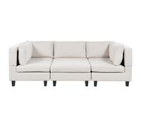 Beliani Modular U-Shape Sofa 5 Seater Unstad Fabric Light Beige With Ottoman