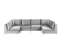 Modular U-Shape Sofa 6 Seater EVJA Grey Velvet