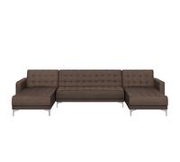 Modular U-Shape Sofa Bed 5 Seater ABERDEEN Fabric Dark Brown