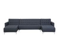 Modular U-Shape Sofa Bed 5 Seater ABERDEEN Fabric Dark Grey