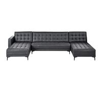 Beliani 5 Seater U-shaped Modular Faux Leather Sofa Black Aberdeen, Black