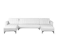 Modular U-Shape Sofa Bed 5 Seater ABERDEEN Faux Leather White