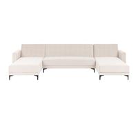 Modular U-Shape Sofa Bed 5 Seater ABERDEEN Velvet Light Beige