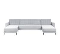 Modular U-Shape Sofa Bed 5 Seater ABERDEEN Velvet Light Grey