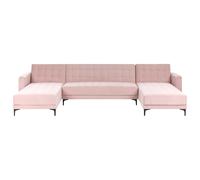 Modular U-Shape Sofa Bed 5 Seater ABERDEEN Velvet Pastel Pink