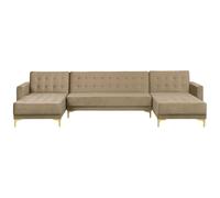Modular U-Shape Sofa Bed 5 Seater ABERDEEN Velvet Sand Beige