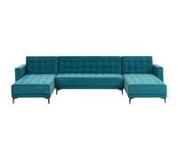 Modular U-Shape Sofa Bed 5 Seater ABERDEEN Velvet Sea Blue