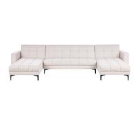 Modular U-Shape Sofa Bed 5 Seater ALNES Fabric Off-White