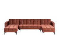 Modular U-Shape Sofa Bed 5 Seater ALNES Velvet Light Red