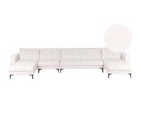 Modular U-Shape Sofa Bed 6 Seater ALNES Boucle White