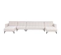 Modular U-Shape Sofa Bed 6 Seater ALNES Fabric Off-White
