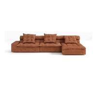 Modular Upholstered Sofa, 3-Seater Couch with Wide Arms and Throw Pillows, Comfortable Chenille Fabric for Living Room and Home Theater