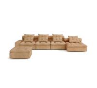 Modular Upholstered Sofa, 3-Seater Couch with Wide Arms and Throw Pillows, Comfortable Chenille Fabric for Living Room and Home Theater