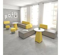 Modular Waiting Room Sofa with Side Tables, Freesplicing Bench, Commercial Reception Couch for Office Breakroom, School Library & Clinic