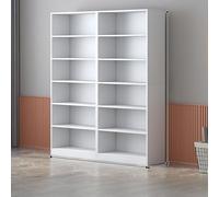 Modular White Bookshelf with Back Panel & Floor Cabinet Feet MultiShelf Open Storage Unit for Display & Corner Use Versatile Bookcase for Home & Office (A140)