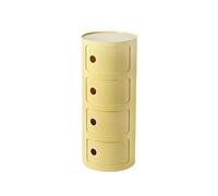 Modular Yellow Round Nightstand with Drawers & Sliding Door - 4-Tier Stackable ABS Plastic Storage Cabinet for Bedroom, Living Room, Bathroom