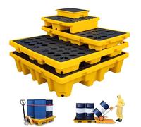 ModularYellow & Black Spill Containment Pallet - Polyethylene Tray for Oil Drums & Hazardous Waste, 130x68x30cm - Perfect for Industrial Warehouses & Factories