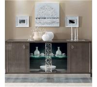 Modum Platinum Italian Silver Glamour Glass Door Buffet Sideboard