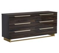 Modum Smart Walnut Italian 6 Drawer Wide Chest