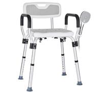 Modundry Shower Chair with Padded Arms and Back Heavy Duty 330lbs, Bath Seat 6 Height Adjustable Shower Stools for Inside Shower with Non-Slip Foot for Elderly, Disabled, Adults, Pregnant