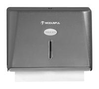 Modunful Paper Towel Dispenser Wall-Mounted Touchless No Drill High-Capacity Z-Fold C-Fold Multifold Hand Towel Dispenser Holder for Bathroom Kitchen Office Commercial Use Two Ways to Unlock,Grey