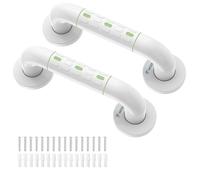 Modunful Straight Stainless Steel Shower Grab Bar with Plastic-Plated Finish, Anti-Slip Shower Wall Grip Handle Towel Rail, White 30cm-2Packs