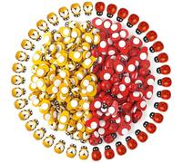 Modurio 200pcs Wooden Bees Ladybugs Set, Mini Self-Adhesive Bees Ladybirds Embellishments Kit for Crafts, 13x10mm Scrapbooking Decorations Stickers for Card Making, Party, Cake Topper Ornaments