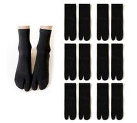 Modurio 6 Pairs Tabi Split Toe Flip Flop Socks, Black Split Toe Socks for Women & Men, Non Slip Elastic Tabi Socks Cotton Split Two Toe for Flip Flop Ninja Slippers