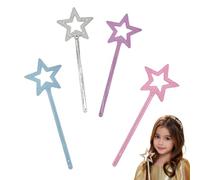 Modurio Fairy Star Wands for Kids - 4-Pack Glitter Magic Wands for Girls, Princess Dress-Up, Fancy Dress, Fairy Costume & Pretend Play - Pink, Blue, Silver, Purple