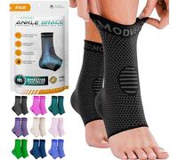 MODVEL 2 Pack Ankle Brace Compression Sleeve | Injury Recovery, Joint Pain | FSA or HSA eligible | Achilles Tendon Support, Plantar Fasciitis Foot Socks with Arch Support