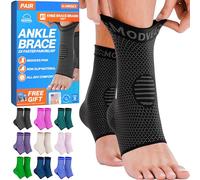 MODVEL 2 Pack Ankle Brace Compression Sleeve | Injury Recovery, Joint Pain | FSA or HSA eligible | Achilles Tendon Support, Plantar Fasciitis Foot Socks with Arch Support