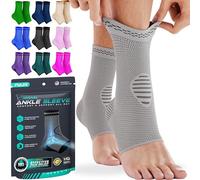 MODVEL Ankle Support for Sprained Ankle - Large Compression Sleeve for Pain Relief & Injury Recovery - Light Grey for Men & Women