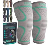 MODVEL Knee Brace for Injury Recovery & Sport - Lightweight Compression Sleeve for Gym, Patella Stabiliser for Pain Relief & Support - Unisex - Grey/Turquoise (3XL)