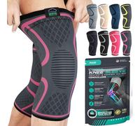 MODVEL Pink Knee Support Sleeve for Women - Stylish Compression Brace for Tendonitis, Sprains, Swelling, Walking, and Fitness Recovery - Lightweight & Breathable (M)