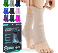 MODVEL XXL Skin Tone Ankle Compression Sleeve - Extra Wide Support for Swelling, Tendonitis & Joint Recovery - All-Day Relief Fit