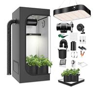 MODVKVK Grow Tent Complete Set Grow Tent Kit 140x140x200cm(55x55x78in) with 200W LED Full Spectrum Grow Lamp Dimmable, Complete Hydroponics