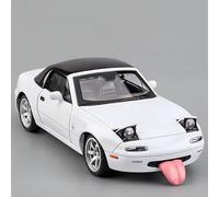 MODVKVK Mazda MX-5 Miata 1:32 Model Car, Toy Car With Light & Music, Removable Top, Pull-Back Function, Alloy Die-Cast, Ideal for Children From 3 Years & Collectors (White)
