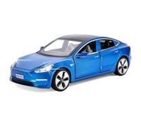 MODVKVK Tesla Model 3 1:32 Model Car, Toy Car With Light & Music, Pull-Back Function, Alloy Die-Cast, Ideal for Children From 3 Years & Collectors (Blue)