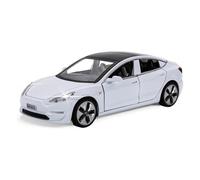 MODVKVK Tesla Model 3 1:32 Model Car, Toy Car With Light & Music, Pull-Back Function, Alloy Die-Cast, Ideal for Children From 3 Years & Collectors (White)