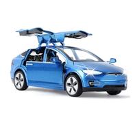 MODVKVK Tesla Model X 1:32 Model Car, Toy Car With Light & Music, Pull-Back Function, Alloy Die-Cast, Ideal for Children From 3 Years & Collectors (Blue)