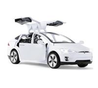 MODVKVK Tesla Model X 1:32 Model Car, Toy Car With Light & Music, Pull-Back Function, Alloy Die-Cast, Ideal for Children From 3 Years & Collectors (White)