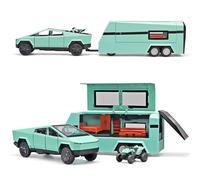 MODVKVK Tesla Truck 1:32 Model Car, Trucks Toy Car Motorhome Model Kit with Light & Music, Pull-Back Function, Alloy Die-Cast, Ideal for Children 3 Years and Up & Collectors (Green)