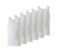 Mody Men's Round Neck Ribbed Slevelees Undershirt 6 Pack, White, Large