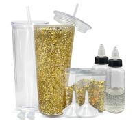 Modyst Brands Snow Globe Tumbler Kit: DYI Complete Craft kit Includes Glitter and 1oz of Magical Snowglobe Liquid, DIY Glitter Snow Globe Tumbler Craft kit Supplies - 14 pcs