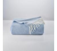 Moe Ridne Cashmere and Merino Wool Double bed Blanket Pacific Blue | Large Sofa Throw 100% Wool | Oeko-Tex Standard 100 certified | 55x79” 140 X 200cm