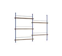 Moebe Magazine Shelving Bookcase High Oak/Deep Blue