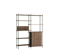 MOEBE S.200.2.I.SO Shelving System Smoked Oak/Pine Green