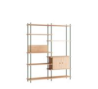 Moebe Shelving Bookcase High Oak/Pine Green