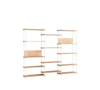 MOEBE Shelving Wide Bookcase High Oak/ White